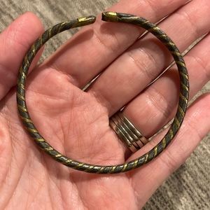 Silver & Brass Ribboned Spiral Cuff Bracelet
